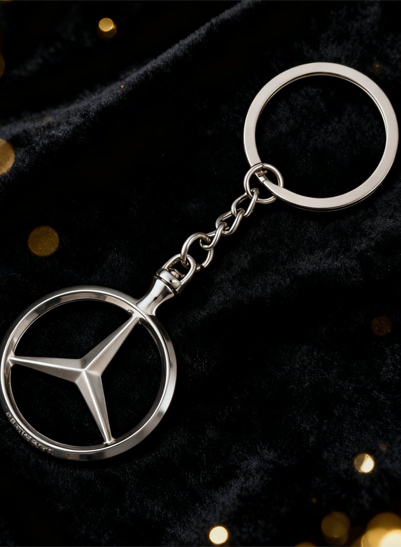 Polished Metal Car Logo Keychain, Durable Keyring For Daily Use (Silver) - Image 2